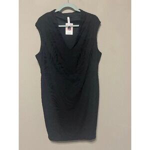 Haute Fox‎ Curvy Jacquard Burnout Bullet Dress Black Sleeveless V Neck 3XL